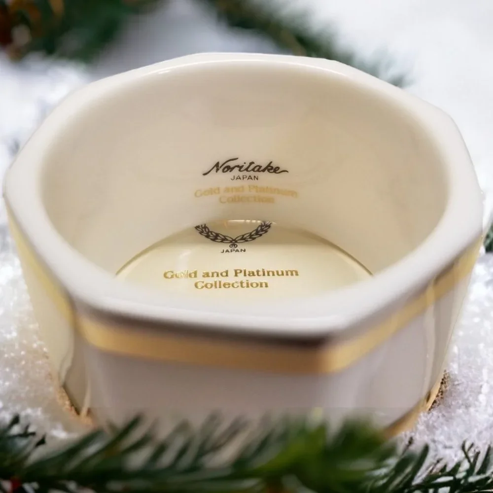 Gold & Platinum Band Napkin Holder Set 4-Noritake Vintage Napkin Rings Colection - Picture 13 of 13